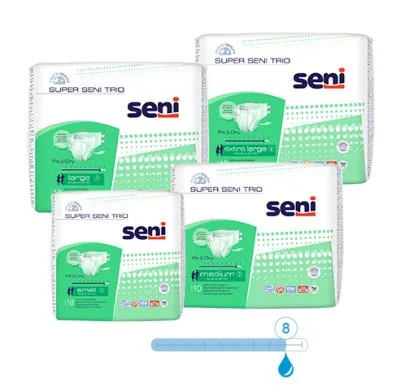 Inkontinenzhosen Super Seni Trio Large, Hüfte 100 bis 150 cm (1 Karton: 6 x 10 Stück)